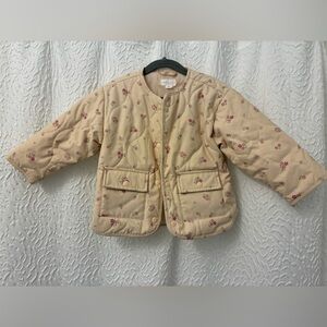 Jamie Kay Beige Floral Kids Puffer Jacket 2yrs